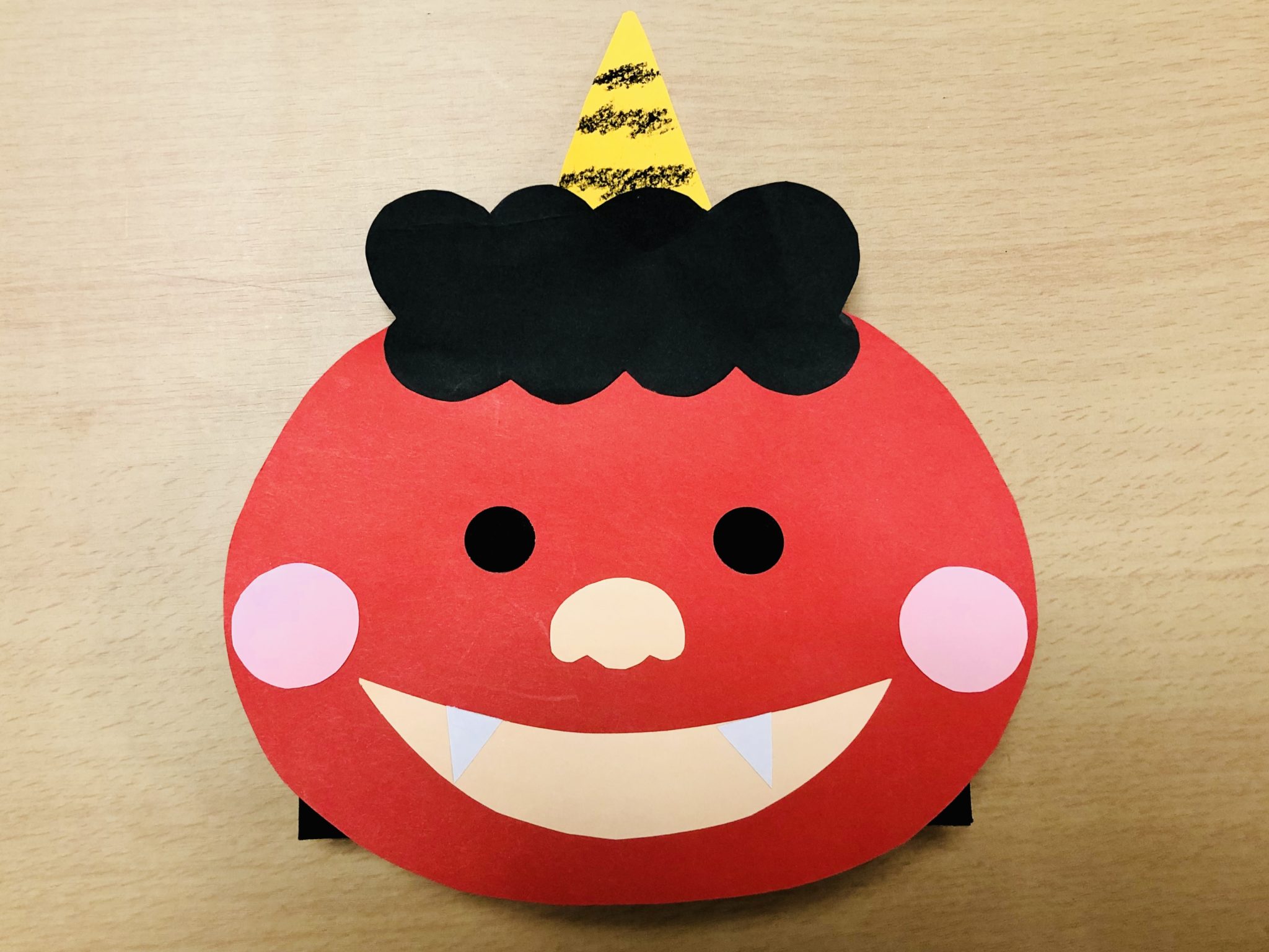 節分【鬼のお面製作】乳児も楽しめる色画用紙を使ったお面の作り方 ママぴょんどっとこむ